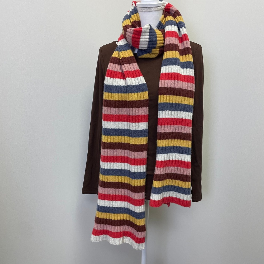 Madewell Merino Alpaca Blend Ribbed Striped Scarf Multi Color Gilmore Girls
